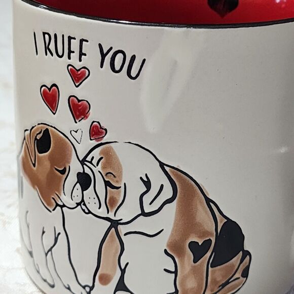Spectrum Designz I Ruff You Embossed Ceramic Coffee Mug 16oz Red And White - Picture 2 of 10